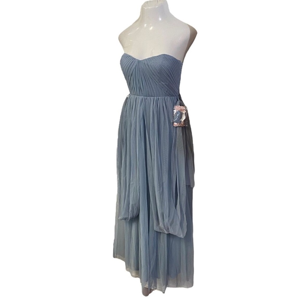 Elegant Blue Strapless Dress